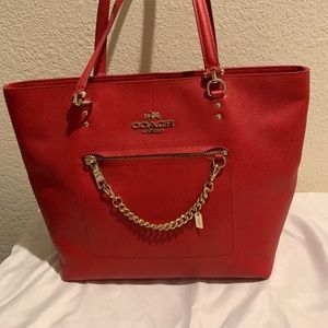 Coach Red Leather Tote